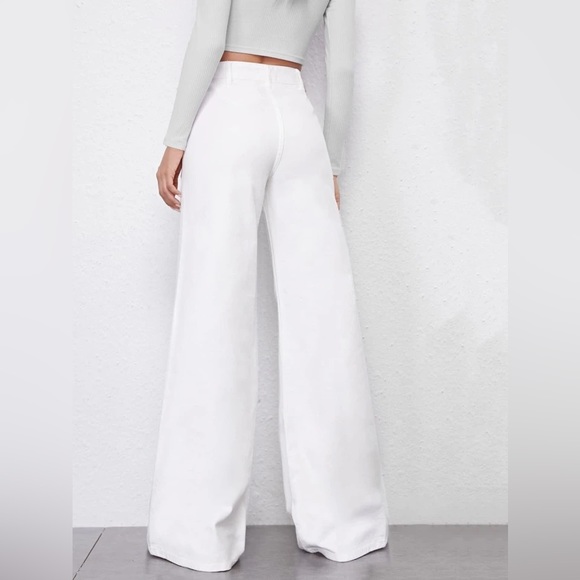Shein High Waist White Wide Leg Palazzo Pants Size 28 - Picture 11 of 12